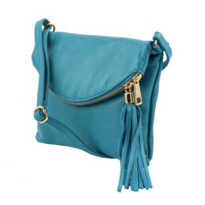 Tuscany Leather Young Bag Shoulder Bag With Tassel Detail Turquoise #2