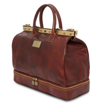 Tuscany Leather Barcellona Double Bottom Gladstone Leather Bag Brown #2