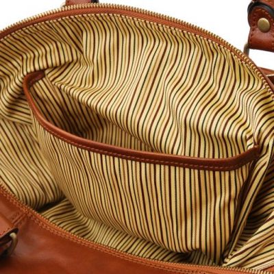 Tuscany Leather Voyager Travel Leather Duffle Bag Small Size Honey #5