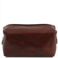 Tuscany Leather Smarty Leather Toilet Bag Large Size Brown
