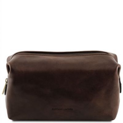 Tuscany Leather Smarty Leather Toilet Bag Large Size DarkBrown