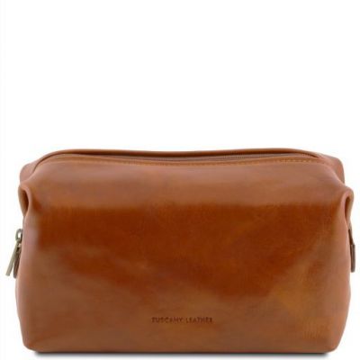 Tuscany Leather Smarty Leather Toilet Bag Large Size Honey