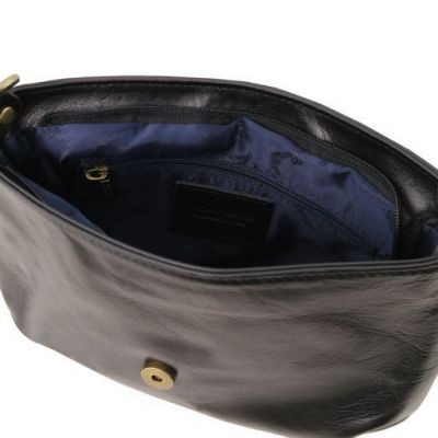 Tuscany Leather Soft Leather Shoulder Bag With Tassel Detail Black #4
