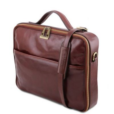 Tuscany Leather Vicenza Leather Laptop Briefcase With Zip Closure Brown #3