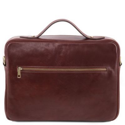 Tuscany Leather Vicenza Leather Laptop Briefcase With Zip Closure Brown #4