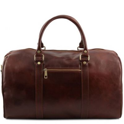 Tuscany Leather Voyager Travel Leather Duffle Bag With Pocket On The Backside Large Size Brown #3