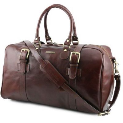 Tuscany Leather Voyager Leather Travel Bag With Front Straps Large Size Dark Brown #2