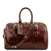 Tuscany Leather Voyager Leather Travel Bag With Front Straps Small Size Brown