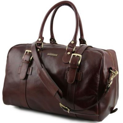 Tuscany Leather Voyager Leather Travel Bag With Front Straps Small Size Dark Brown #2
