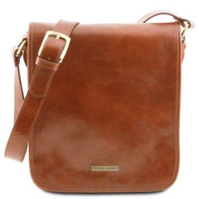 Tuscany Leather Messenger Two Compartments Leather Shoulder Bag Honey #1