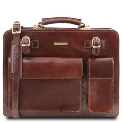 Tuscany Leather Venezia Leather Briefcase 2 Compartments Brown #1