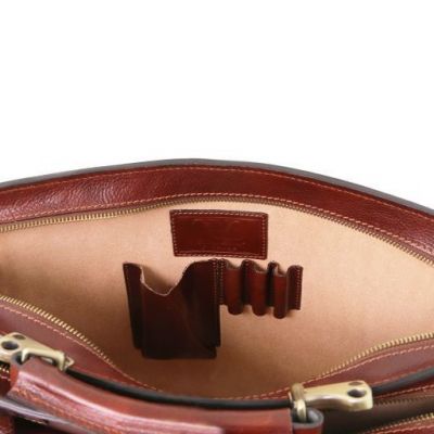 Tuscany Leather Venezia Leather Briefcase 2 Compartments Dark Brown #7