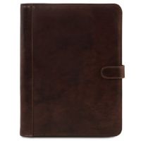 Tuscany Leather Adriano Leather Document Case With Button Closure Dark Brown