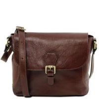 Tuscany Leather Jody Leather Shoulder Bag With Flap Brown