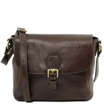 Tuscany Leather Jody Leather Shoulder Bag With Flap Dark Brown #1