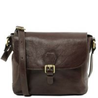 Tuscany Leather Jody Leather Shoulder Bag With Flap Dark Brown
