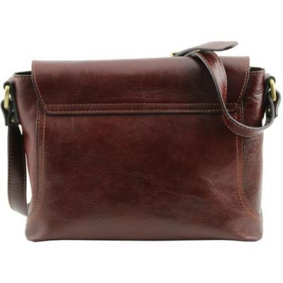 Tuscany Leather Jody Leather Shoulder Bag With Flap Dark Brown #3