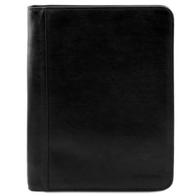 Tuscany Leather Luigi XIV Leather Document Case With Zip Closure Black