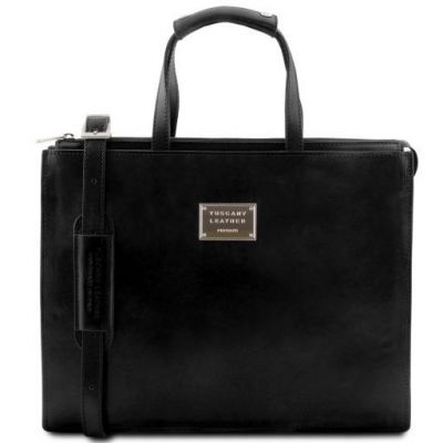 Tuscany Leather Palermo  Briefcase 3 Compartments For Women Black #1
