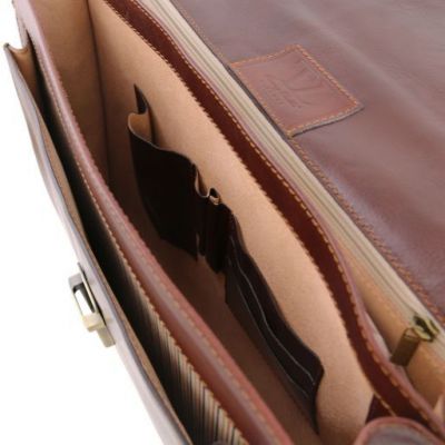 Tuscany Leather Napoli 2 Compartments Leather Briefcase With Front Pocket Brown #5