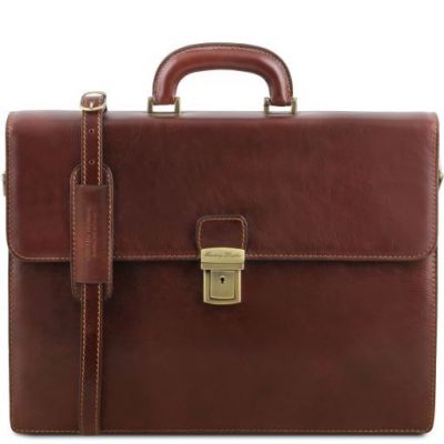 Tuscany Leather Parma Leather Briefcase 2 Compartments Brown #1