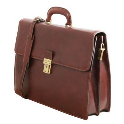 Tuscany Leather Parma Leather Briefcase 2 Compartments Brown #3