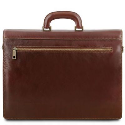Tuscany Leather Parma Leather Briefcase 2 Compartments Brown #4