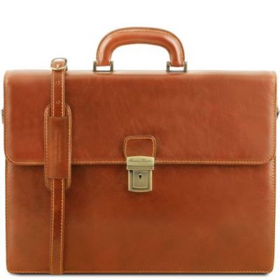 Tuscany Leather Parma Leather Briefcase 2 Compartments Honey #1