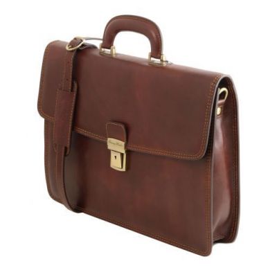 Tuscany Leather Amalfi Leather Briefcase 1 Compartment Brown #4