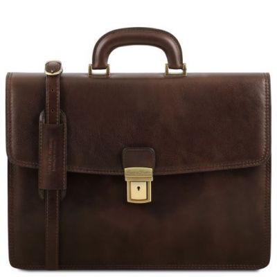 Tuscany Leather Amalfi Leather Briefcase 1 Compartment Dark Brown #1