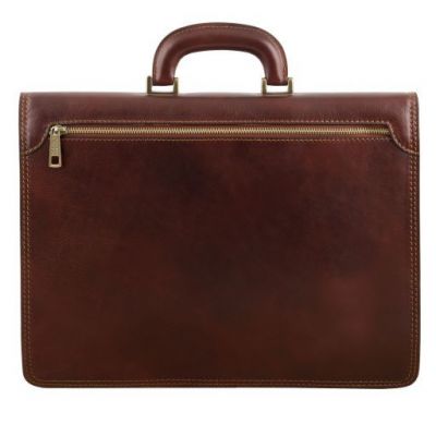 Tuscany Leather Amalfi Leather Briefcase 1 Compartment Dark Brown #5