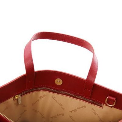 Tuscany Leather Palermo Saffiano Leather Briefcase 3 Compartments For Women Red #2
