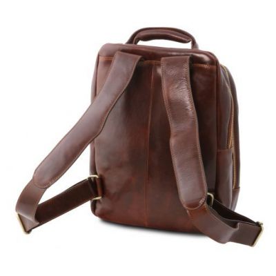 Tuscany Leather Phuket 3 Compartments Leather Laptop Backpack Brown #4