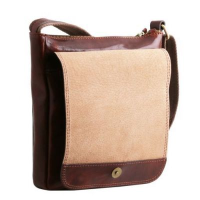 Tuscany Leather Jimmy Leather Crossbody Bag For Men With Front Pocket Brown #5