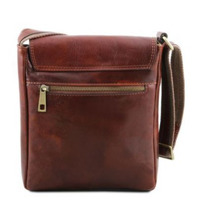 Tuscany Leather Jimmy Leather Crossbody Bag For Men With Front Pocket Dark Brown #4