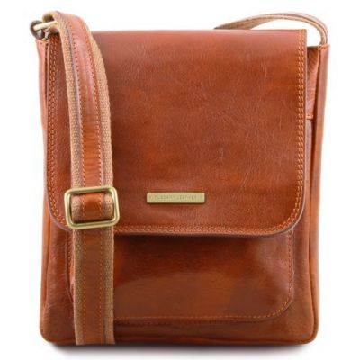 Tuscany Leather Jimmy Leather Crossbody Bag For Men With Front Pocket Honey #1