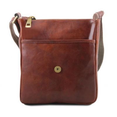 Tuscany Leather John Leather Crossbody Bag For Men With Front Zip Brown #3