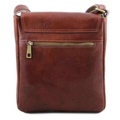Tuscany Leather John Leather Crossbody Bag For Men With Front Zip Brown #5