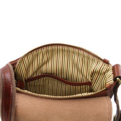 Tuscany Leather John Leather Crossbody Bag For Men With Front Zip Brown #7