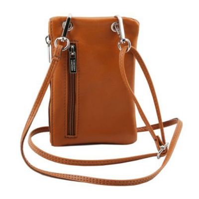 Tuscany Leather Soft Leather Cellphone Holder Mini Cross Bag Cognac #2