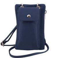 Tuscany Leather Soft Leather Cellphone Holder Mini Cross Bag Dark Blue