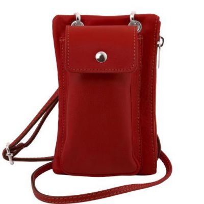 Tuscany Leather Soft Leather Cellphone Holder Mini Cross Bag Red