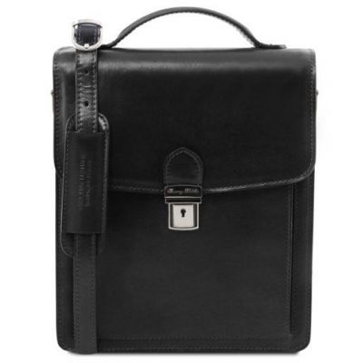 Tuscany Leather David Leather Crossbody Bag Large Size Black #1
