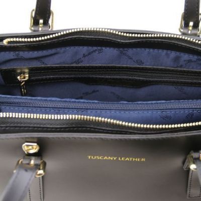 Tuscany Leather Aura Leather Handbag Black #6