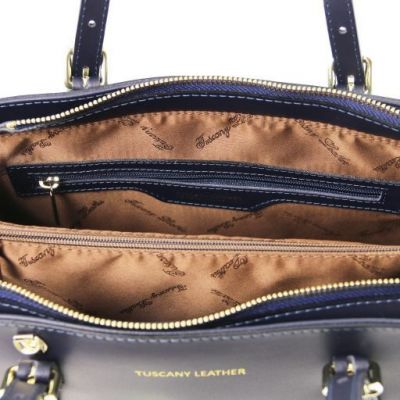 Tuscany Leather Aura Leather Handbag DarkBlue #5
