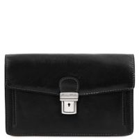 Tuscany Leather Tommy Exclusive Leather Handy Wrist Bag For Men Black