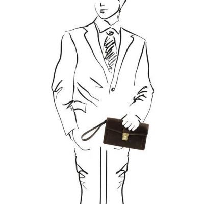 Tuscany Leather Tommy Exclusive Leather Handy Wrist Bag For Men Dark Brown #2