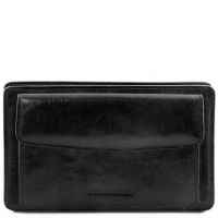 Tuscany Leather Denis Exclusive Leather Handy Wrist Bag For Men Black