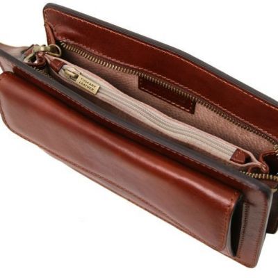 Tuscany Leather Denis Exclusive Leather Handy Wrist Bag For Men Dark Brown #6