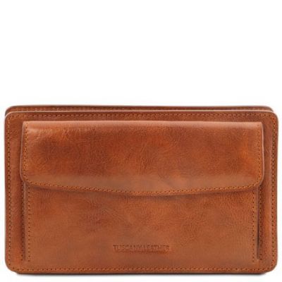 Tuscany Leather Denis Exclusive Leather Handy Wrist Bag For Men Honey